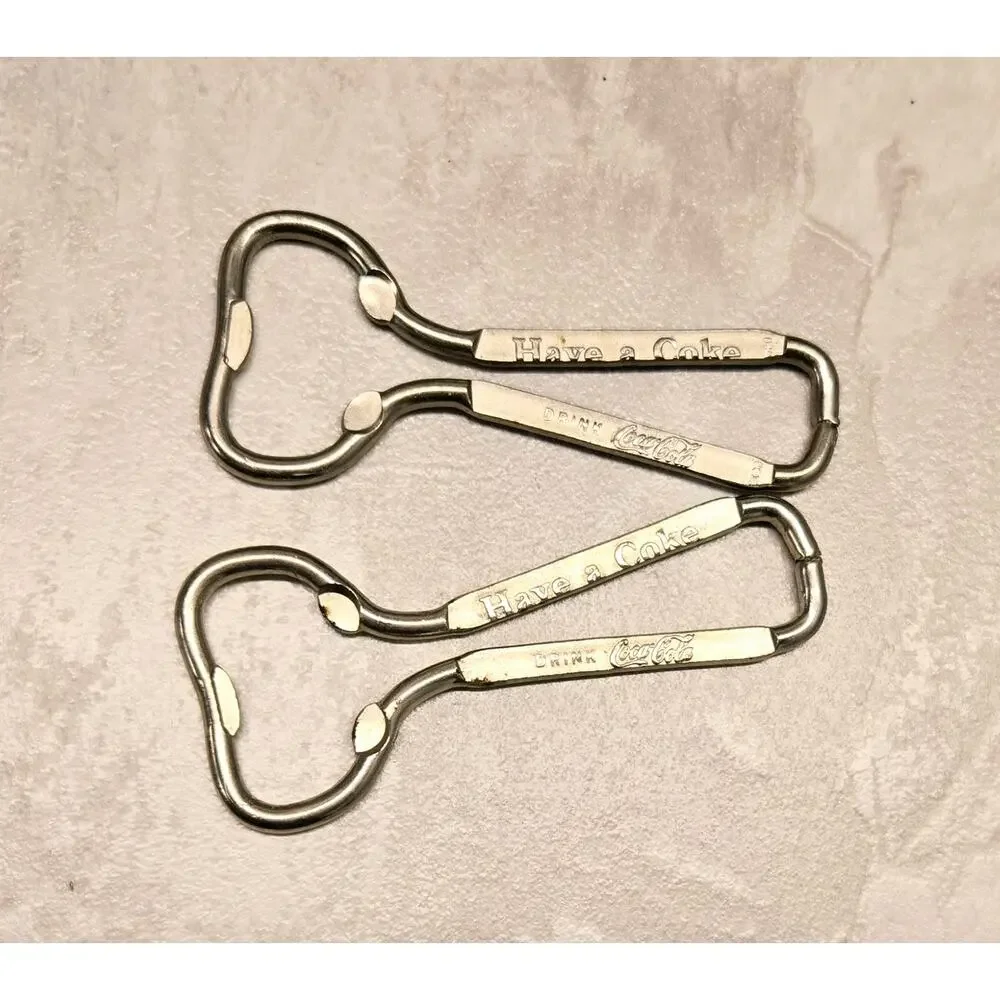 2 Vtg Coca Cola Metal Bottle Openers Pair HAVE A COKE Retro Bar Kitchenware